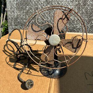 Antique Electric Vintage Dayton Original Fan Steel Cage & Steel Blade Tank Base